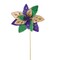 Vibrant Mardi Gras Poinsettia Flower Stem in Green, Purple & Gold - 22"L Decorative Supply-HG3266